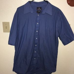 Men’s blue with white pinstripe button front shirt